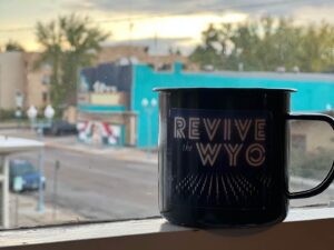 Stay In Salida Blog - The Wyo Theatre mug "Revive Wyo"