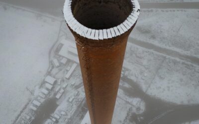 Snow on the Smelter smokestack