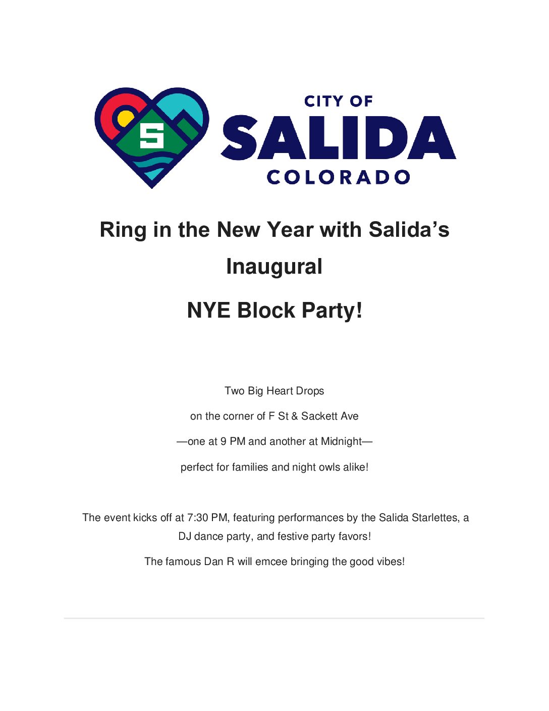 New Year’s Eve Block Party on F Street, Salida!